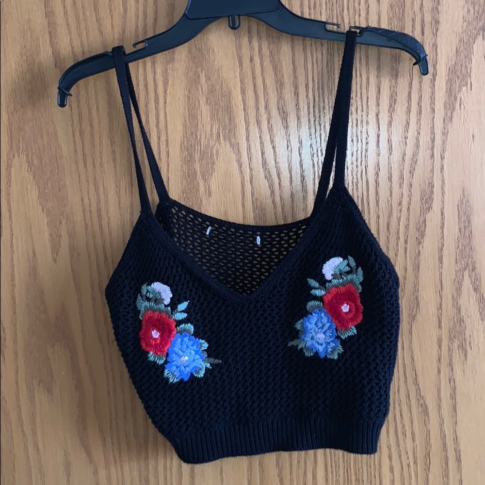 Knitted Floral Crop Top